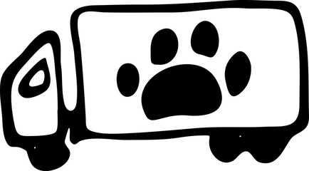 Hand drawn animal car doodle. Sketch pets icon. Decoration element. Isolated on white background. Vector illustration