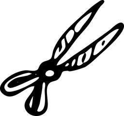 Hand drawn dog scissors doodle. Sketch pets icon. Decoration element. Isolated on white background. Vector illustration