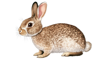 Realistic Rabbit Illustration on Black Background ,cut out transparent