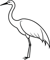 Obraz premium Elegant black silhouette of a crane standing in water perfect for naturethemed designs invitations or branding 