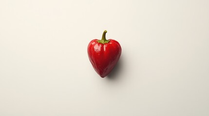 Heart-shaped red pepper on white background