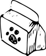 Hand drawn pet food doodle. Sketch pets icon. Decoration element. Isolated on white background. Vector illustration