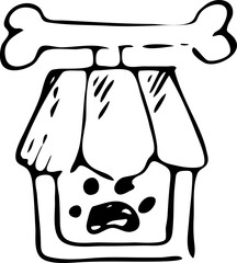 Hand drawn pet shop doodle. Sketch pets icon. Decoration element. Isolated on white background. Vector illustration