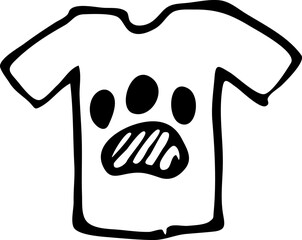 Fototapeta premium Hand drawn shirt paw doodle. Sketch pets icon. Decoration element. Isolated on white background. Vector illustration
