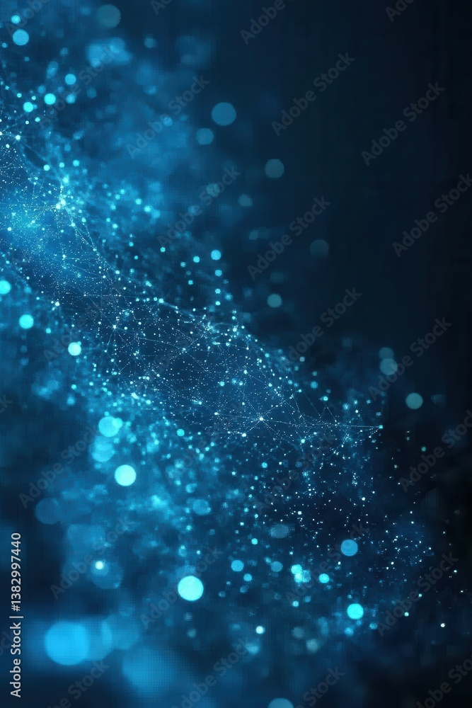 Poster captivating blue network of interconnected dots and lines forming a digital web for technology and i