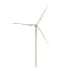 A modern wind turbine depicted with a clean white isolate background, symbolizing renewable energy and sustainable technology in action.