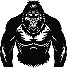 beautiful black gorilla vector silhouette art this is an editable and printable vector eps file