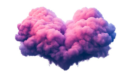 Pink cloud fantasy shape heart, dreamy magical and surreal, cut out transparent