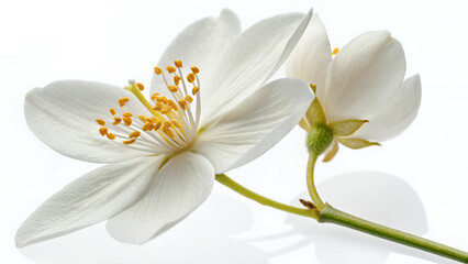 Jasmine Flower Radiance on Crisp White