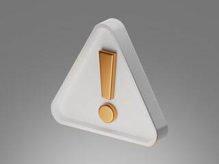 3D warning icon with exclamation mark, representing errors, alerts, urgency, or caution messages. Dark theme suitable for interfaces or notifications.