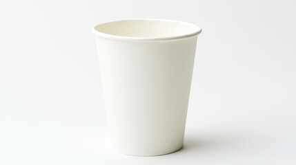 Empty white paper coffee cup on white background