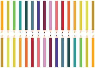 Set of colorful pencil crayons colored rainbow frame of multicolored pensils vector illustrasion. 