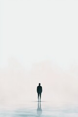 Exploring the depth of loneliness in relationships through a minimalistic illustration of a foggy landscape