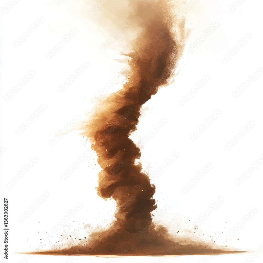 Aufkleber artistic depiction of a swirling dust devil on a white background creating a dynamic and dramatic vi