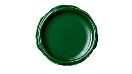 Emerald green color round abstract brushstroke design, cut out transparent