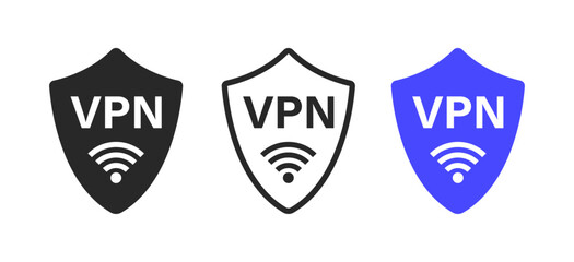 Obraz premium VPN icon. Virtual Private Network sign symbol. Representing secure internet connections and online privacy protection. Perfect for digital security, VPN apps, and cybersecurity-related services. Vecto
