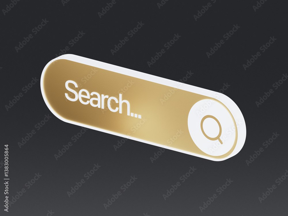 Poster 3d search bar template for website. navigation search for web browser. 3d icon render. ask question 