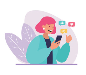 women who are playing social media. women who play on their cellphones and open social media. influencers on social media