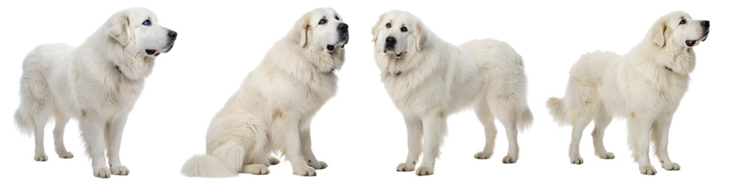 Great Pyrenees dog isolated on a transparent background.