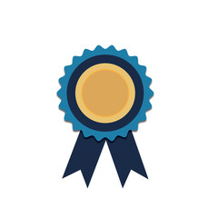 Blue award ribbon rosette badge for achievement and success