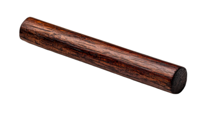 Round wooden billet dark brown, woodgrain, texture, background, cut out transparent