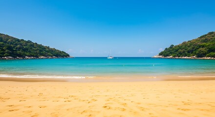 Golden Sands, Azure Embrace AI Generated