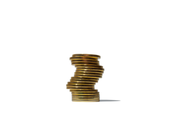 Stack of coins isolated on free png background. Business progress, long-term savings concept.