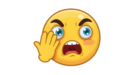 Emoticon placing hand on head - emoji with palm gesture