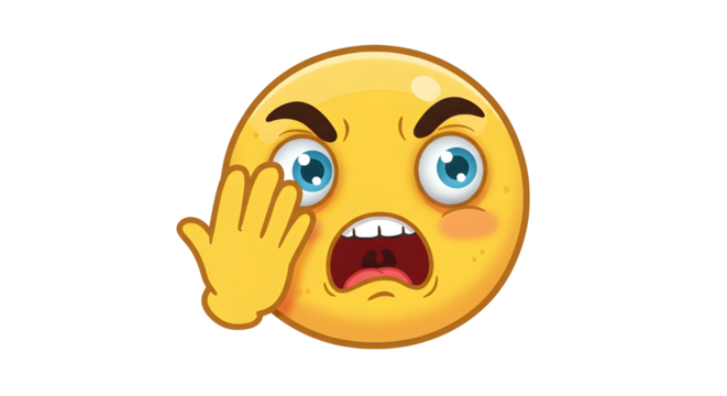 Emoticon placing hand on head - emoji with palm gesture