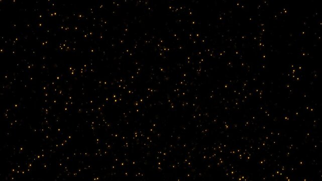 Loop flickering gold dust stars particles animation motion flow on black abstract Background. Gold stars particle on black background motion titles cinematic