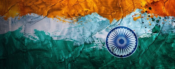 Indian flag painted with brush strokes celebrating indian republic day