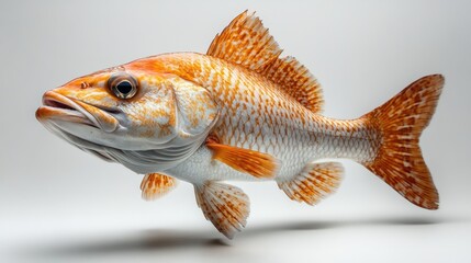 Vibrant Redfish Isolated on White Background &ndash; Full Body Wildlife Photography for Commercial and Educational Use
