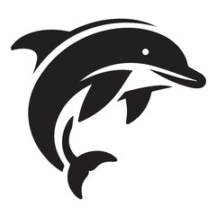 Naklejka premium Dolphin silhouette black and white vector icon