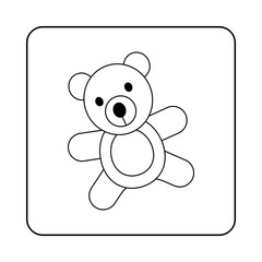 Teddy bear in frontal view – outline drawing for coloring pages, early childhood education, emotional learning, preschool worksheets, printables and child-friendly visuals for school or home