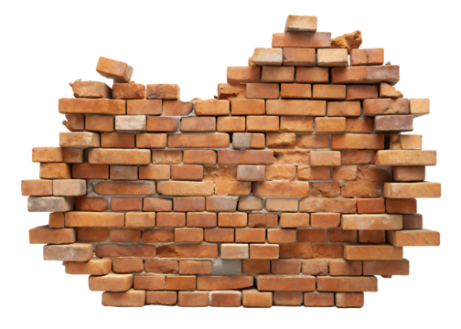 broken brown brick walls clipart image on transparent background