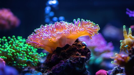 Obraz premium A colorful underwater coral reef ecosystem.