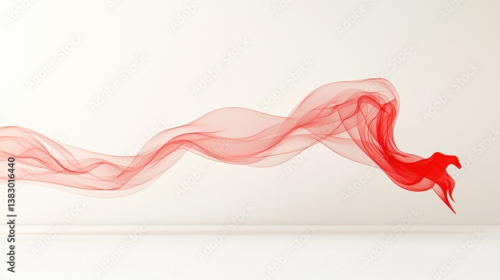 Poster graceful red wisp of flowing digital energy and motion abstract art composition ethereal fluid and e