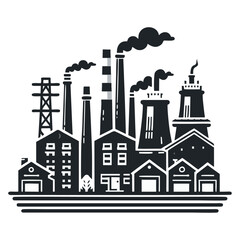 industrial factory engrave logo icon design icons set transparent background