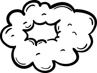 Hand drawn doodle a cloud of smoke icon. Black sketch. Sign symbol. Decoration element. Isolated on white background. Flat design. Vector illustration