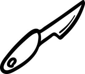 Hand drawn doodle knife icon. Black sketch. Sign symbol. Decoration element. Isolated on white background. Flat design. Vector illustration