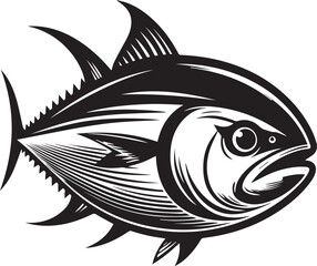High-Quality Black and White Tuna Fish Vector Illustration – Perfect for Tuna Fish Day
