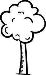 Hand drawn doodle tree icon. Black sketch. Sign symbol. Decoration element. Isolated on white background. Flat design. Vector illustration