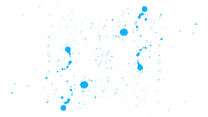 Scattered light blue ink droplets on a white background. Minimal abstract splatter.