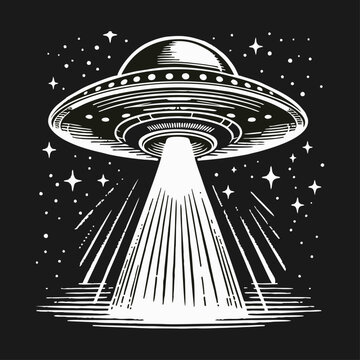 vector illustration of ufo flying with space rae transparent background