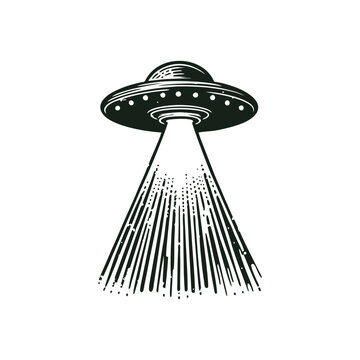 vector illustration of ufo flying with space rae transparent background