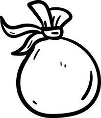 Handdrawn doodle bag icon. Hand drawn black sketch. Sign symbol. Decoration element. White background. Isolated. Flat design. Vector illustration