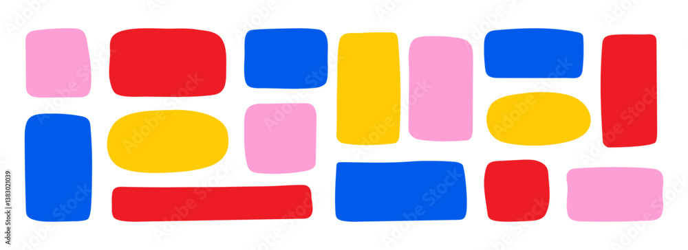 Poster bright freeform simple forms. doodle textbox frames collection in a hand-drawn style.