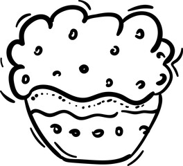 Handdrawn doodle cake icon. Hand drawn black sketch. Sign symbol. Decoration element. White background. Isolated. Flat design. Vector illustration