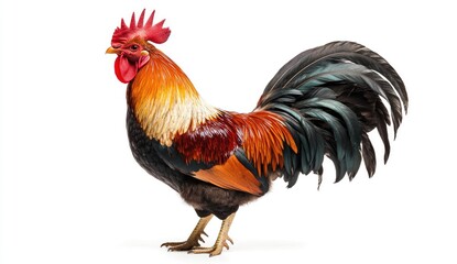 Fototapeta premium Rooster profile, vibrant plumage