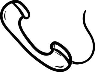 Hand drawn telephone doodle icon. Hand drawn black sketch. Sign symbol. Decoration element. White background. Isolated. Flat design. Vector cartoon illustration